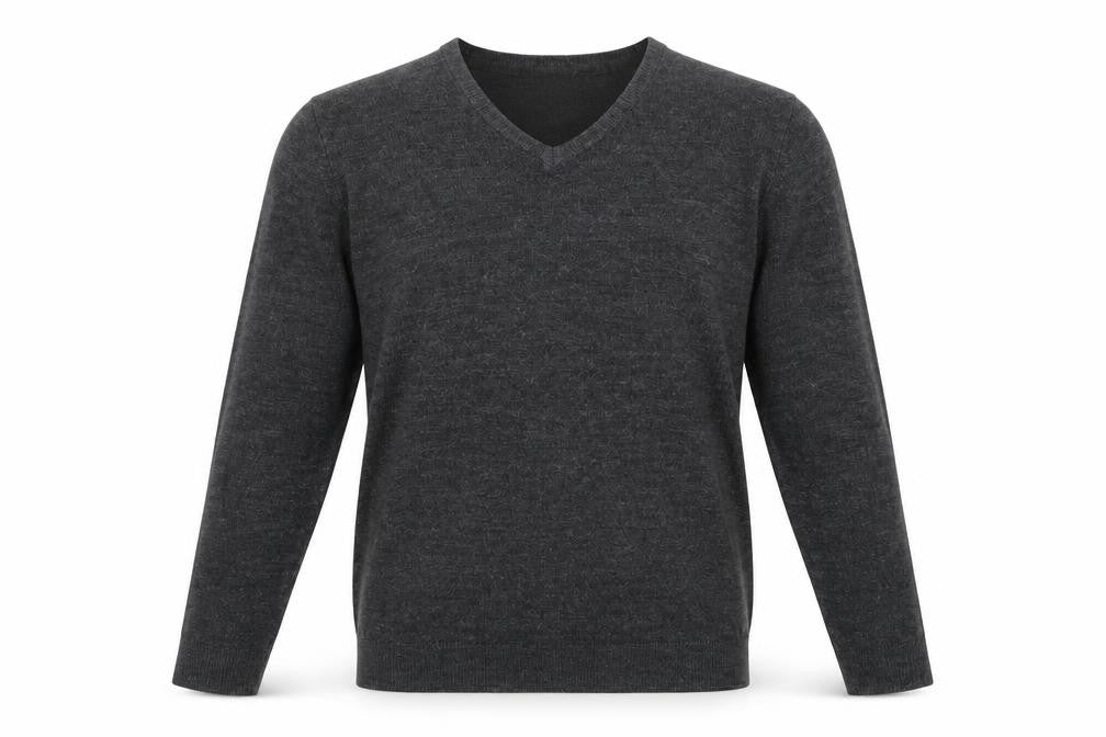 Marks & Spencer Mens Grey V-Neck Acrylic Pullover Jumper Size L Long Sleeve