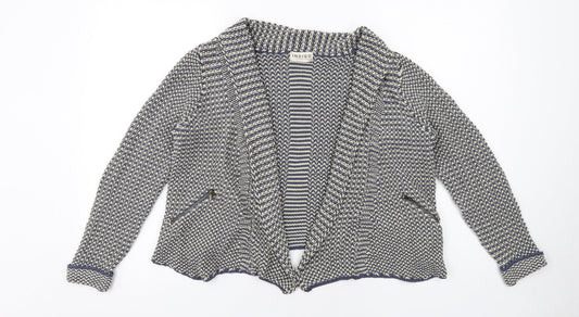 Indigo Womens Blue V-Neck Cotton Cardigan Jumper Size 14