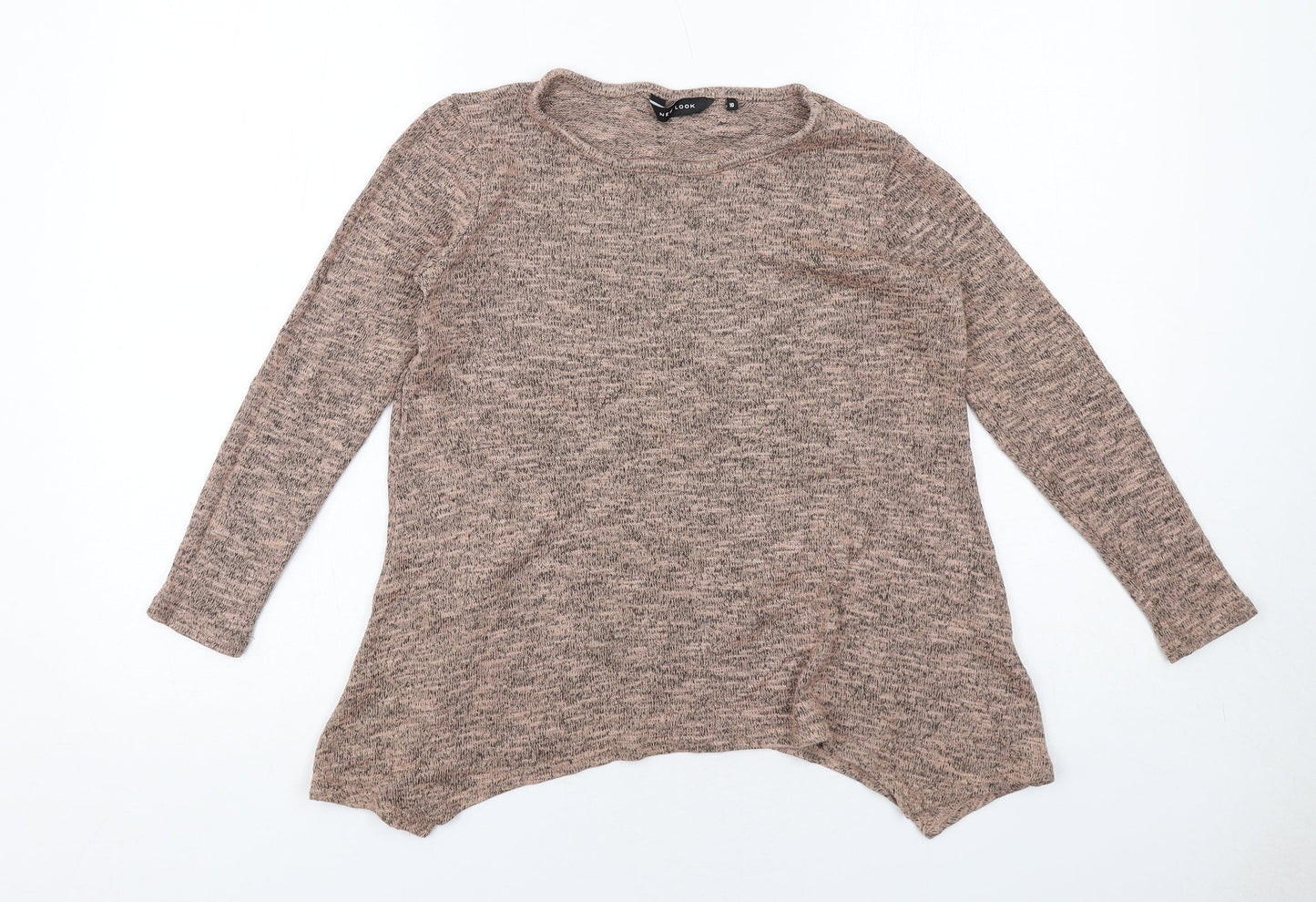 New Look Womens Beige Viscose Basic Blouse Size 10 Boat Neck - Marled