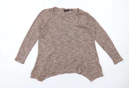 New Look Womens Beige Viscose Basic Blouse Size 10 Boat Neck - Marled