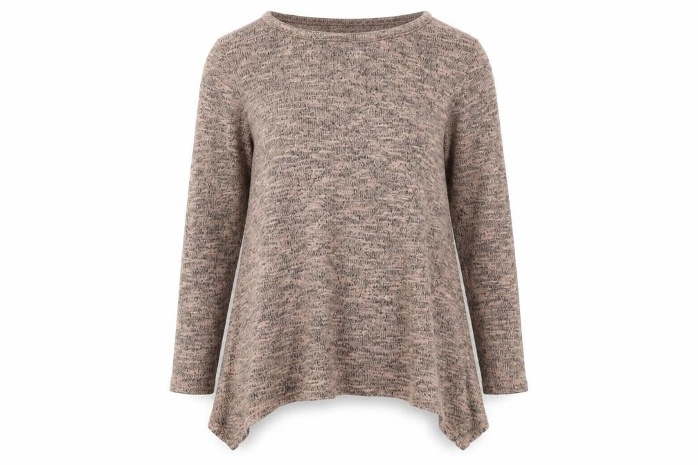 New Look Womens Beige Viscose Basic Blouse Size 10 Boat Neck - Marled