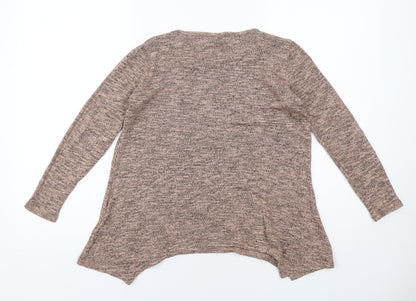New Look Womens Beige Viscose Basic Blouse Size 10 Boat Neck - Marled