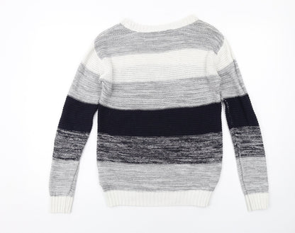 Forever 21 Womens Multicoloured Round Neck Striped Cotton Pullover Jumper Size S