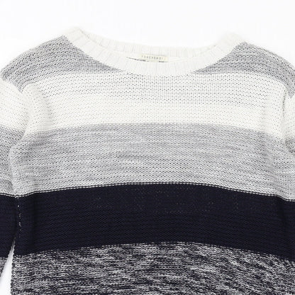 Forever 21 Womens Multicoloured Round Neck Striped Cotton Pullover Jumper Size S