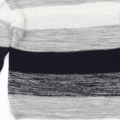 Forever 21 Womens Multicoloured Round Neck Striped Cotton Pullover Jumper Size S