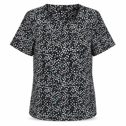 Vortex Womens Black Geometric Polyester Basic Blouse Size 12 Round Neck