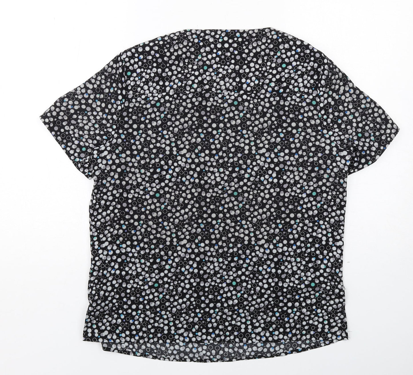 Vortex Womens Black Geometric Polyester Basic Blouse Size 12 Round Neck