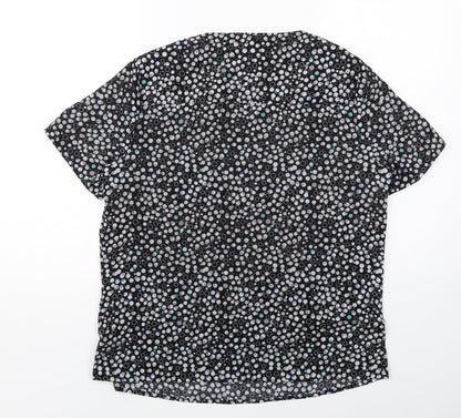 Vortex Womens Black Geometric Polyester Basic Blouse Size 12 Round Neck