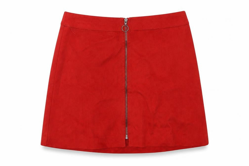 Zara Womens Red Polyester A-Line Skirt Size M Zip