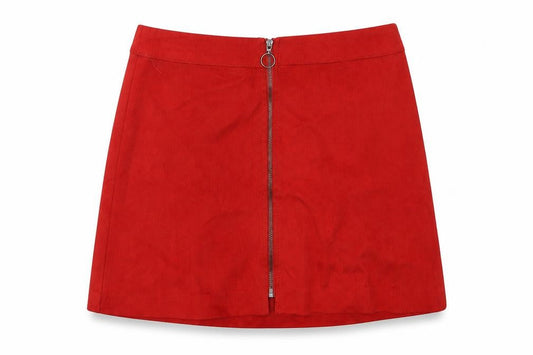 Zara Womens Red Polyester A-Line Skirt Size M Zip