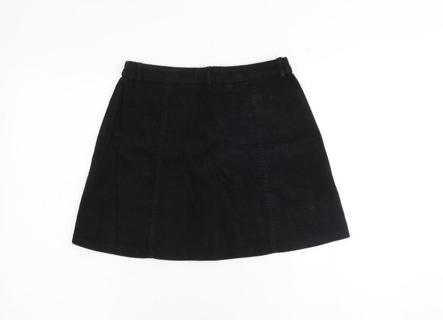 Cooperative Womens Black Cotton A-Line Skirt Size S Button