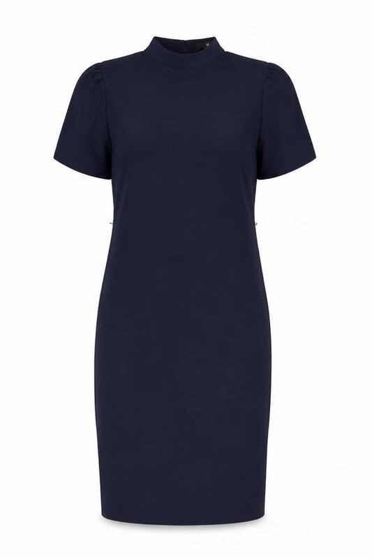 Very Womens Blue Polyester Pencil Dress Size 14 Mock Neck Button