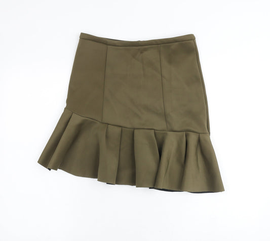 Seed Womens Brown Polyester Trumpet Skirt Size M Zip