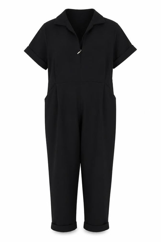 Zara Womens Black Polyester Jumpsuit One-Piece Size XS Pullover