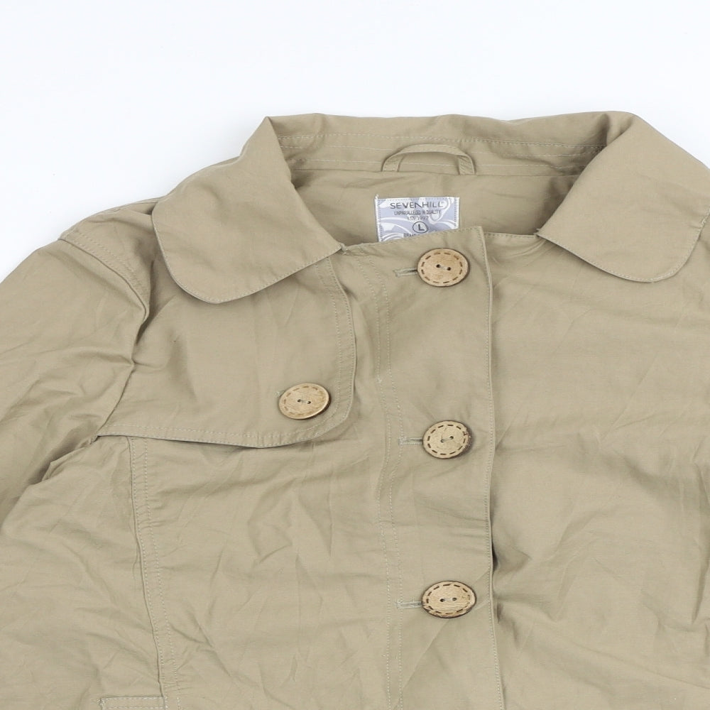 SEVENHILL Womens Beige Jacket Size L Button