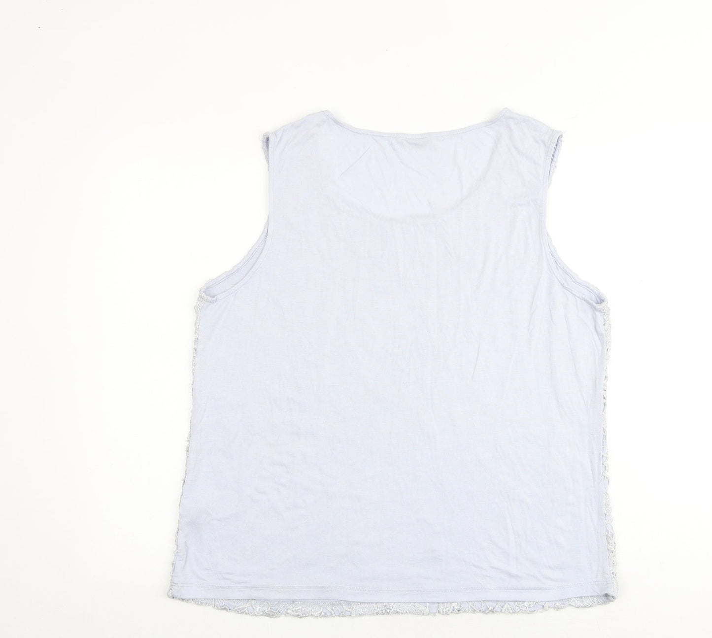 M&Co Womens Blue Polyester Basic Tank Size 20 Boat Neck - Crocheted Lace Front