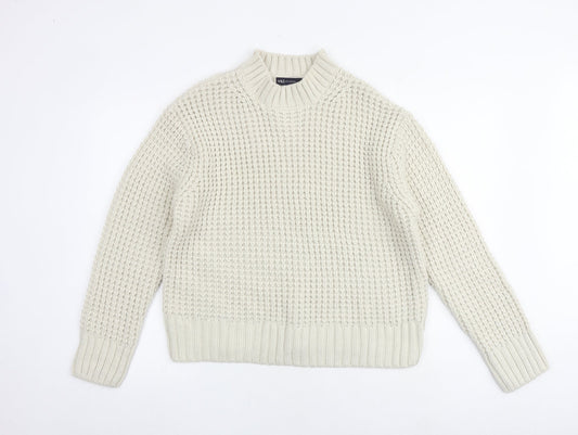 Marks and Spencer Womens Beige Round Neck Acrylic Pullover Jumper Size M