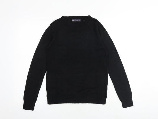 Marks and Spencer Womens Black Round Neck Acrylic Pullover Jumper Size 8 Pullover