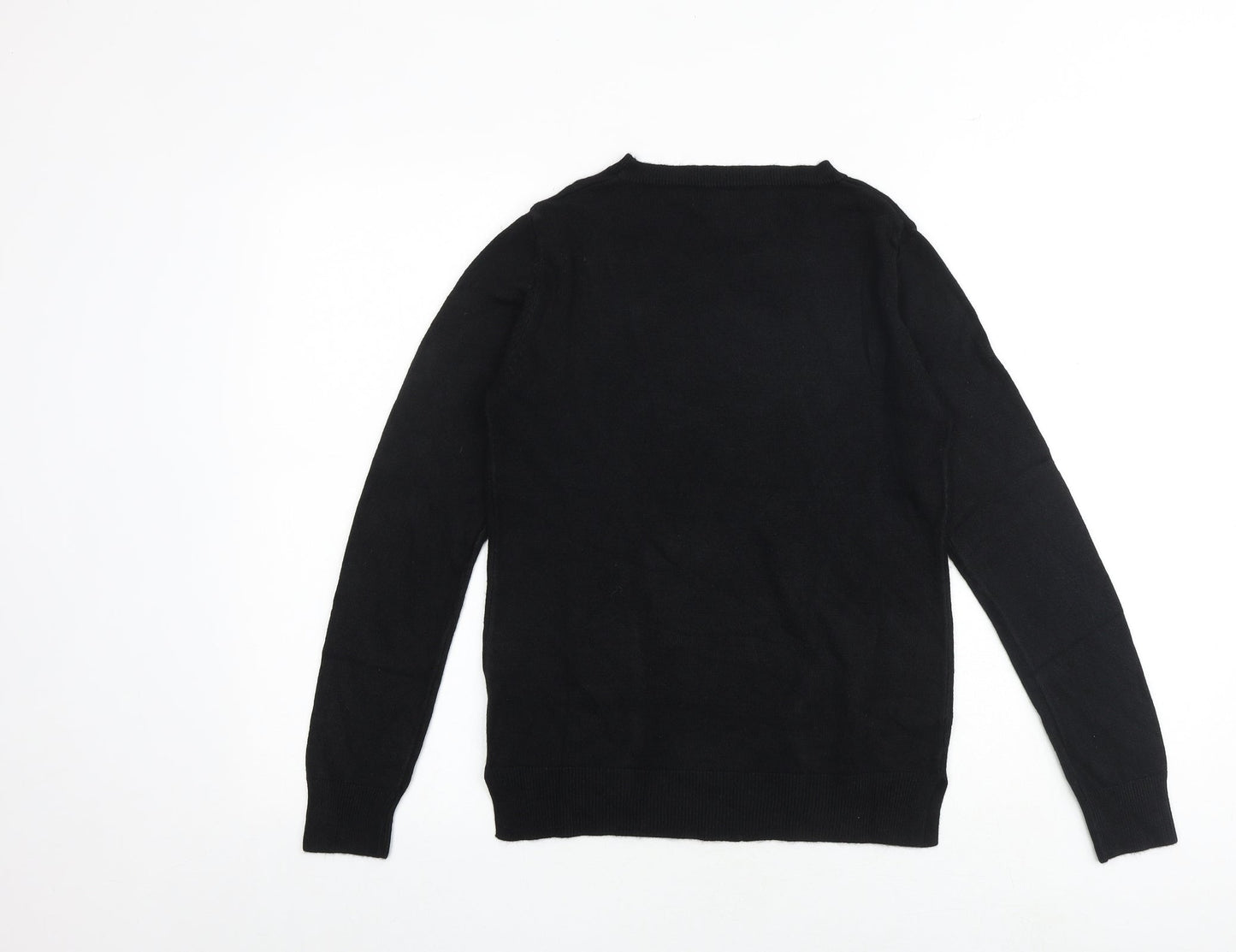 Marks and Spencer Womens Black Round Neck Acrylic Pullover Jumper Size 8 Pullover