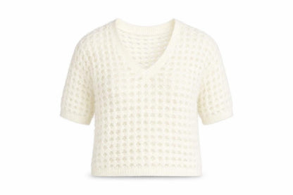 Next Womens White V-Neck Nylon Pullover Jumper Size M - Cropped
