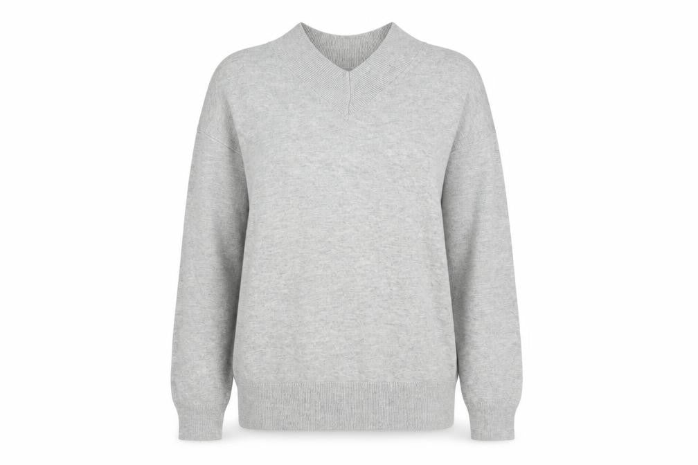 Marks & Spencer Womens Grey V-Neck Viscose Pullover Jumper Size XS