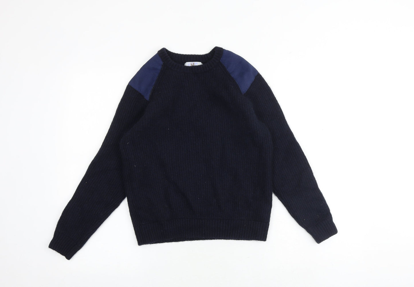 John Partidge Boys Blue Round Neck Wool Pullover Jumper Size M Pullover