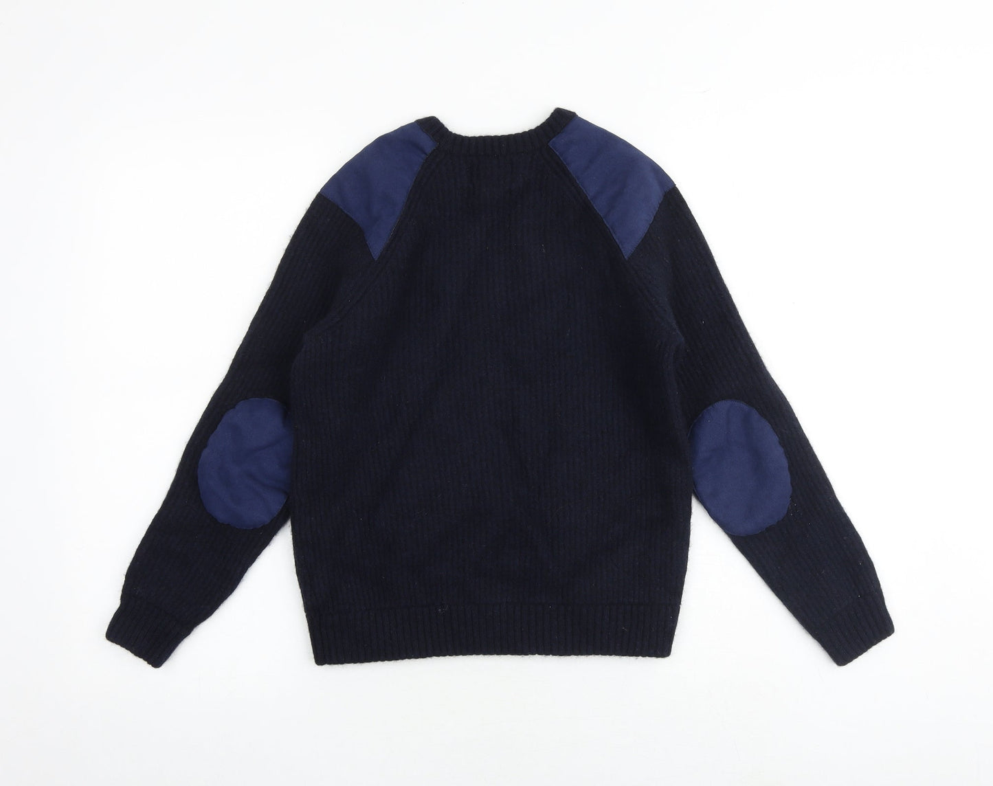 John Partidge Boys Blue Round Neck Wool Pullover Jumper Size M Pullover