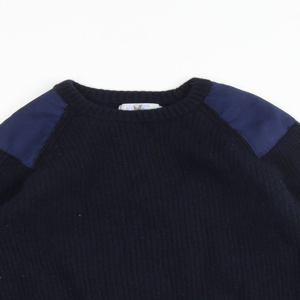 John Partidge Boys Blue Round Neck Wool Pullover Jumper Size M Pullover