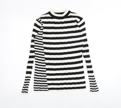 Next Womens Multicoloured Round Neck Striped Acrylic Pullover Jumper Size 10
