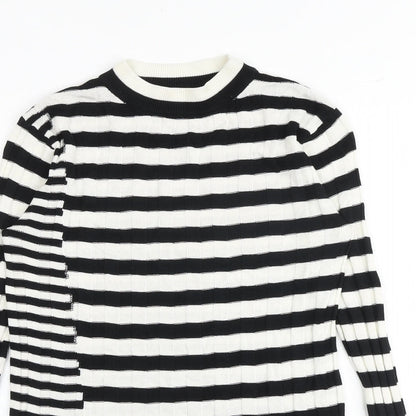 Next Womens Multicoloured Round Neck Striped Acrylic Pullover Jumper Size 10