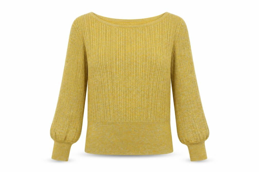 Marks & Spencer Womens Yellow Boat Neck Viscose Pullover Jumper Size M