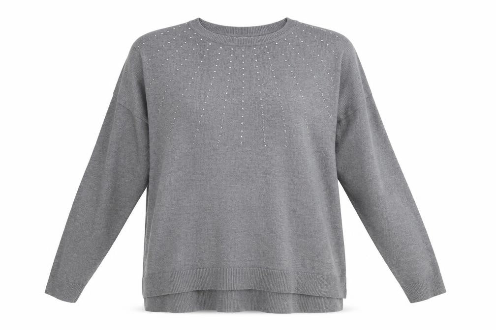 Amari Freya Womens Grey Round Neck Viscose Pullover Jumper Size S - Size S-M