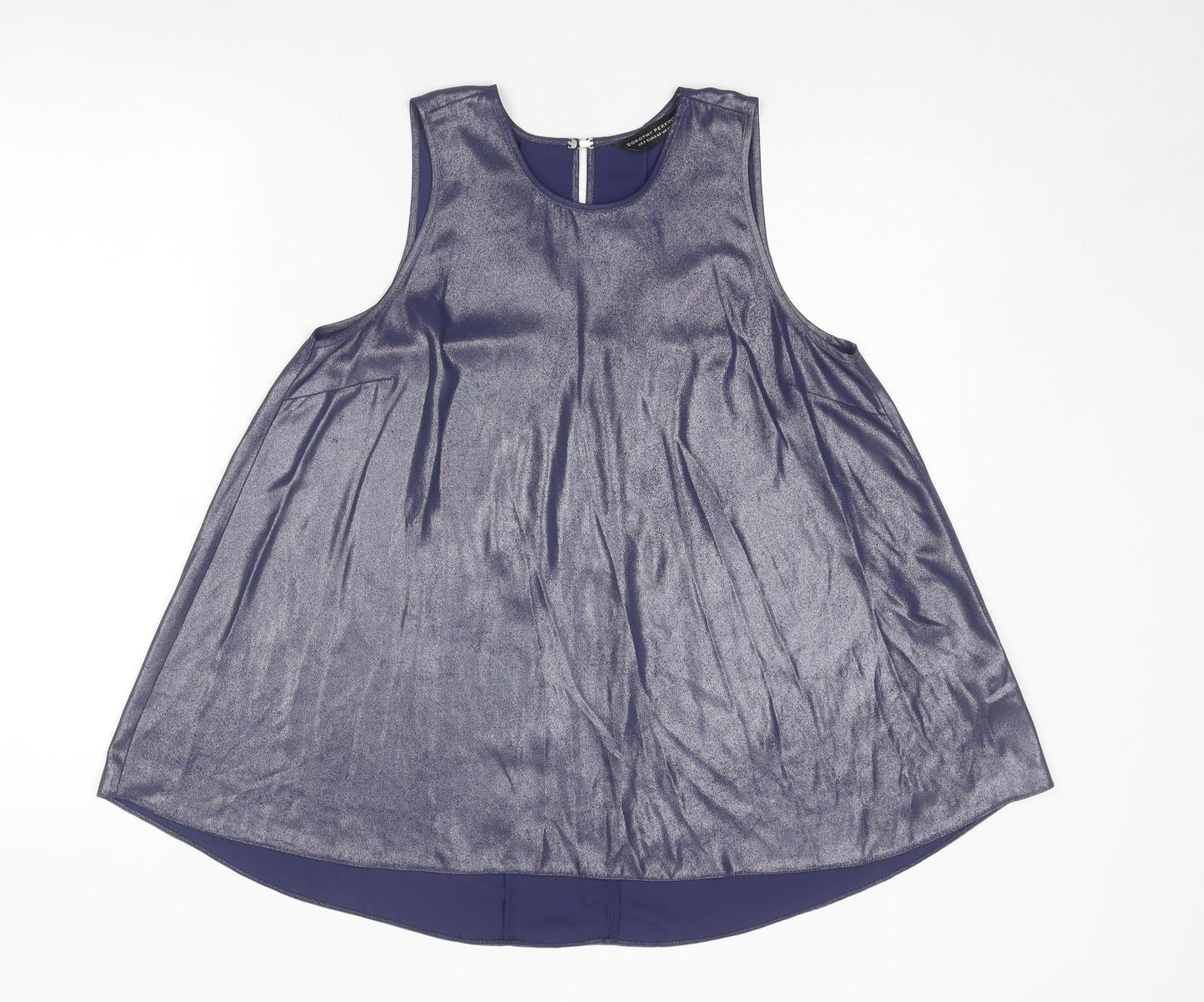 Dorothy Perkins Womens Blue Polyester Basic Tank Size 12 Round Neck