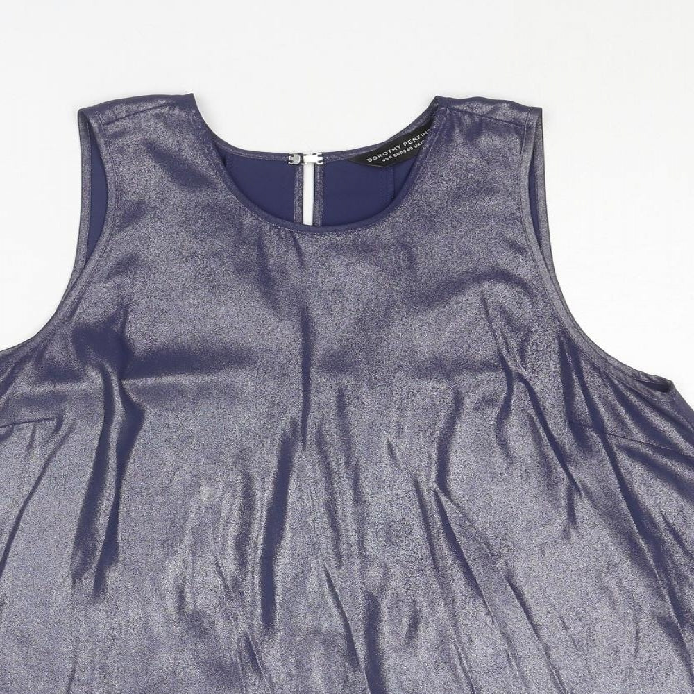 Dorothy Perkins Womens Blue Polyester Basic Tank Size 12 Round Neck
