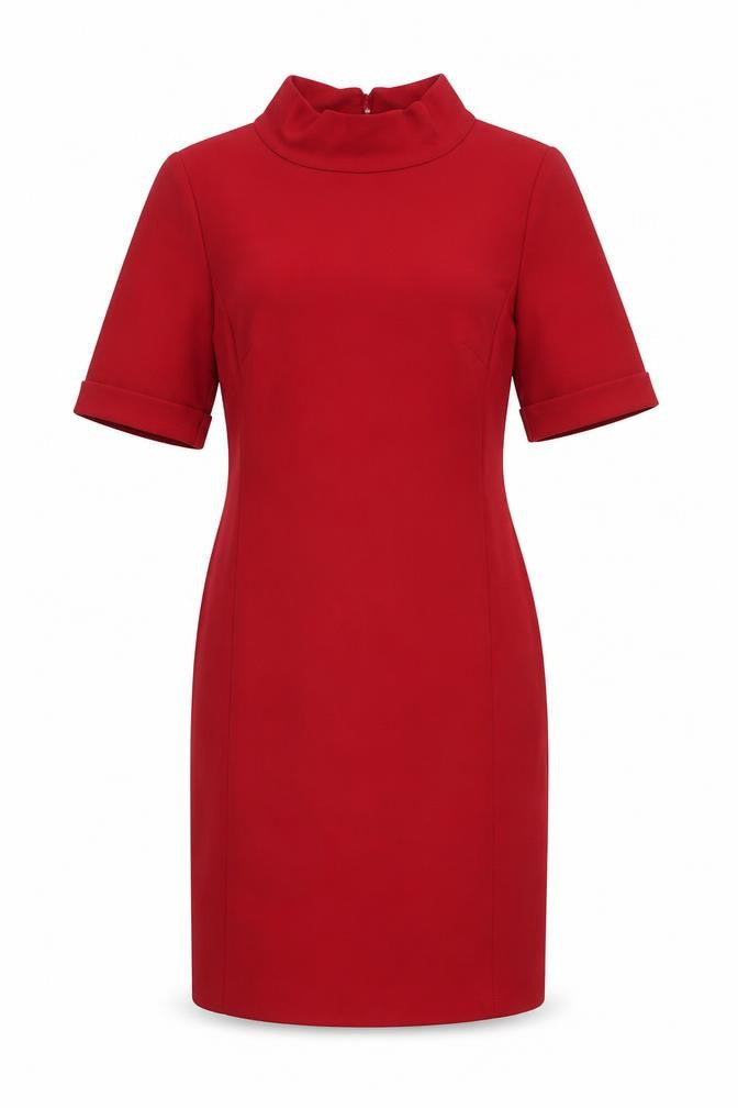EAST Womens Red Polyester Sheath Size 12 Mock Neck Zip