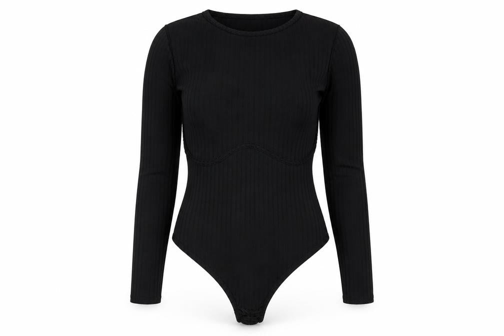 PRETTYLITTLETHING Womens Black Polyester Bodysuit One-Piece Size 6 Snap