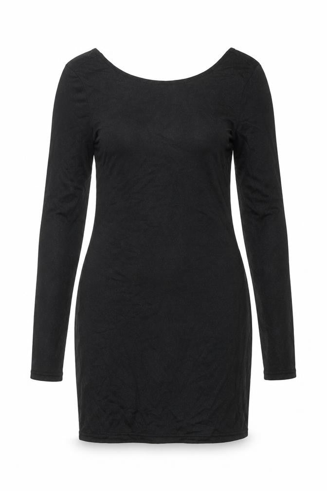 VERO MODA Womens Black Polyester Shift Size M Round Neck Pullover - Open Back
