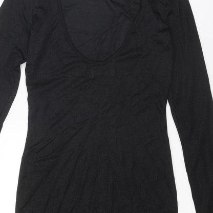 Vero Moda Womens Black Polyester Shift Size M Round Neck Pullover - Open Back