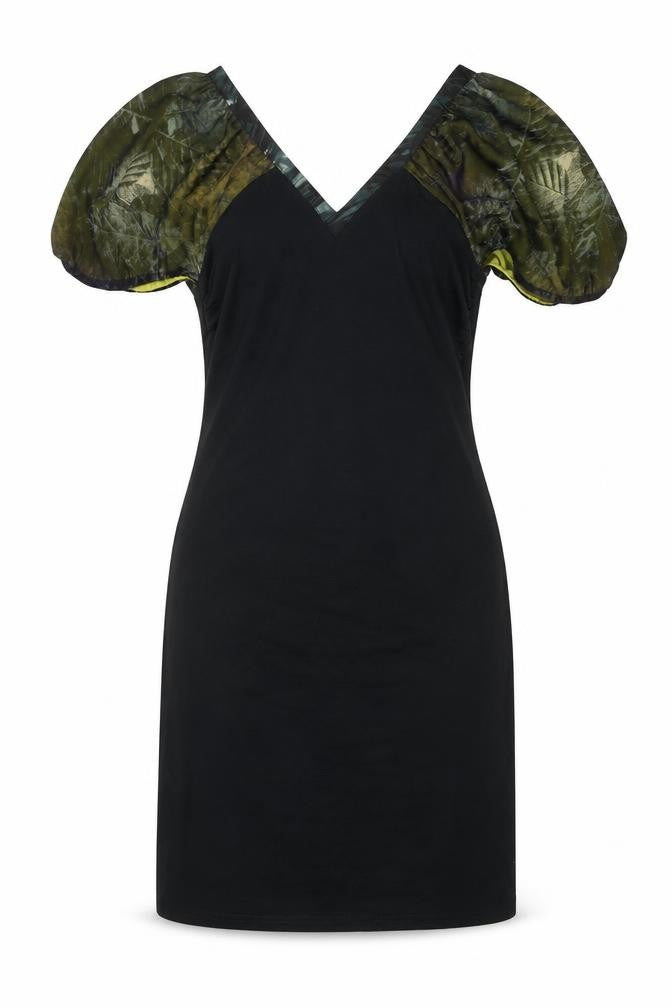 St-Martins Womens Black Polyester Shift Size S V-Neck Zip