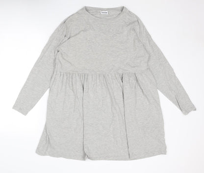 Noisy May Womens Grey Cotton Jumper Dress Size M Round Neck Pullover