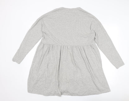 Noisy May Womens Grey Cotton Jumper Dress Size M Round Neck Pullover