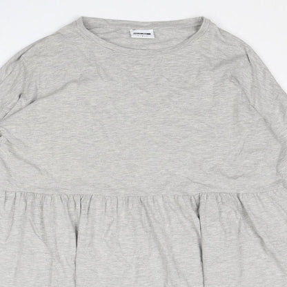 Noisy May Womens Grey Cotton Jumper Dress Size M Round Neck Pullover