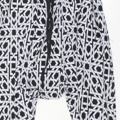 Fabric Womens Black Geometric Polyester Trousers Size 10 Regular Drawstring