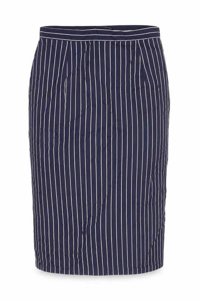 St Michael Womens Blue Striped Viscose Straight & Pencil Skirt Size 14 Zip
