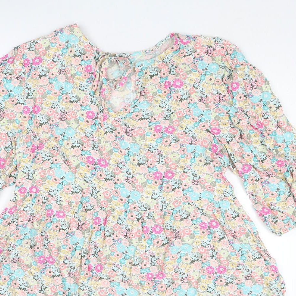 NEXT Womens Multicoloured Floral Viscose Trapeze & Swing Size 10 Round Neck Tie