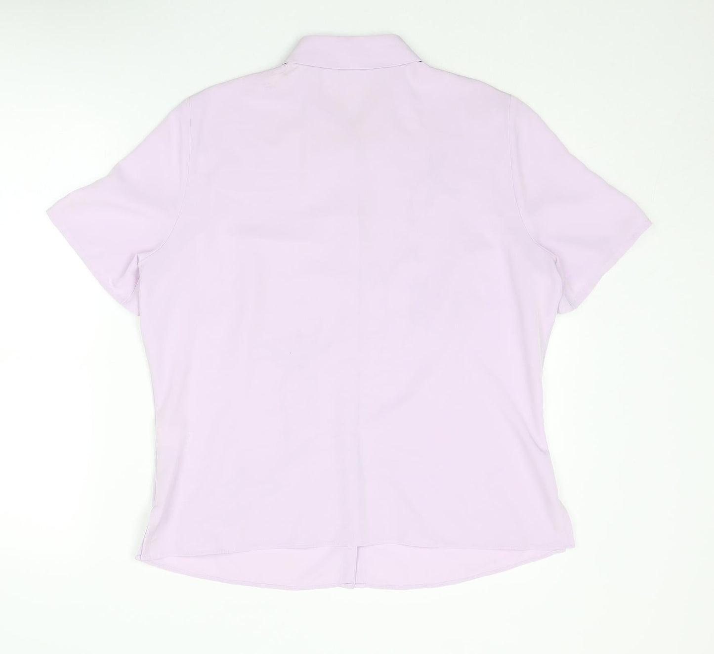 Marks and Spencer Womens Purple Polyester Basic Button-Up Size 16 Collared - Floral Detail
