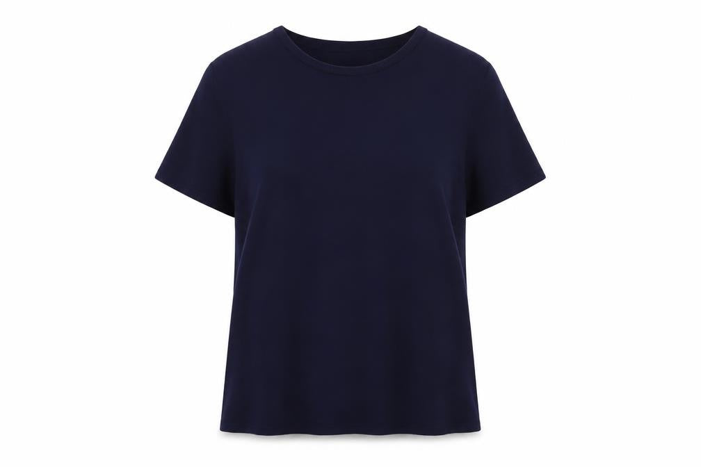 Selected Femme Womens Blue Polyester Basic T-Shirt Size 8 Round Neck