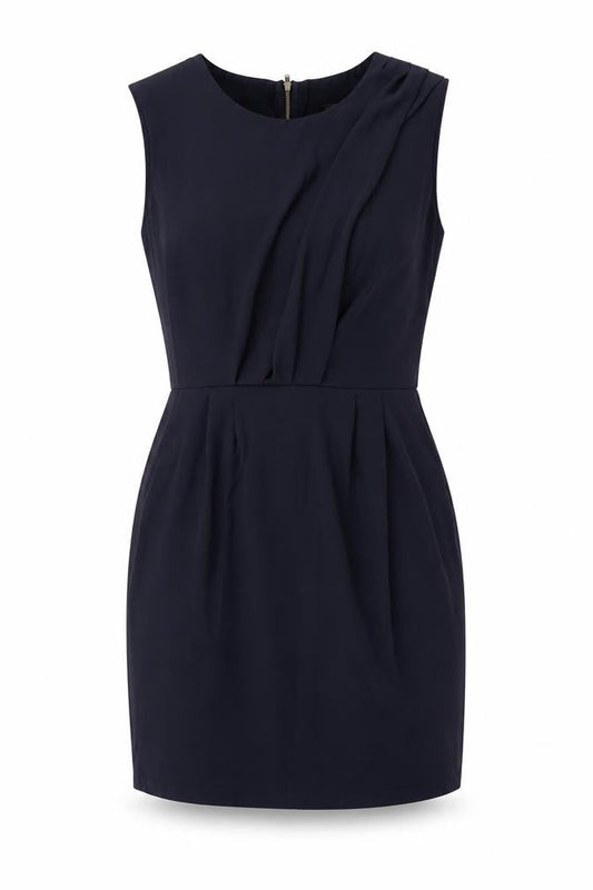 Topshop Womens Grey Polyester Shift Size 10 Boat Neck Zip