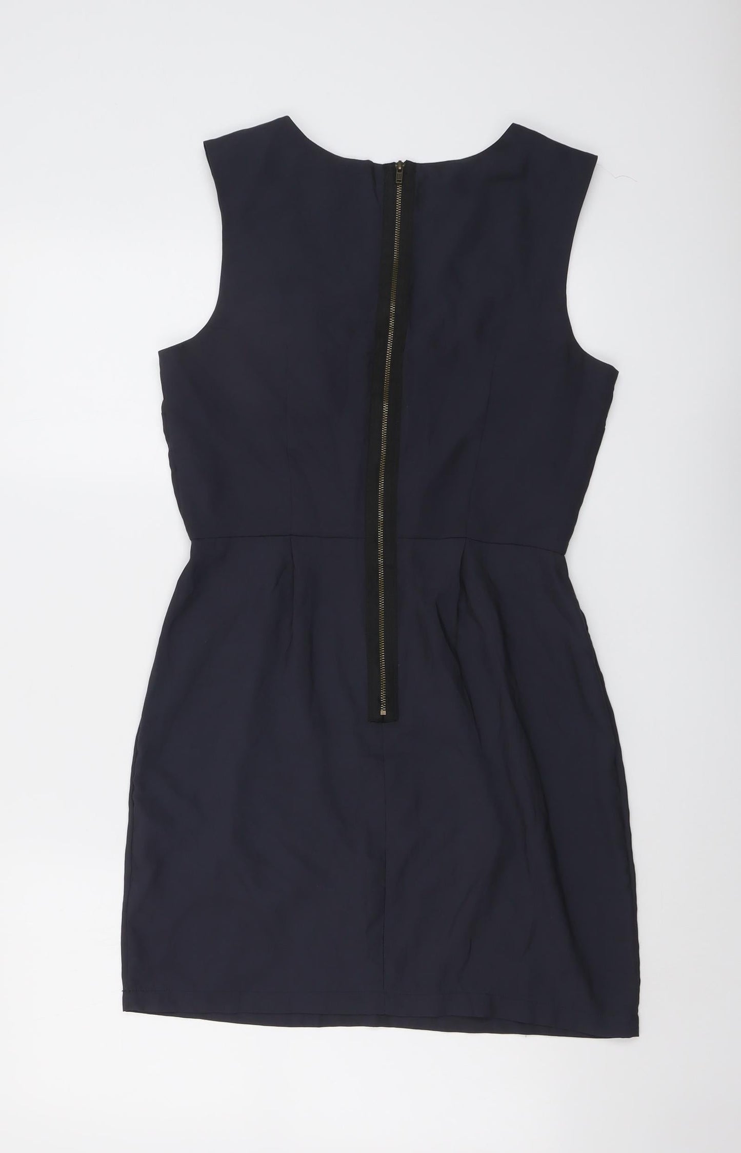 Topshop Womens Grey Polyester Shift Size 10 Boat Neck Zip