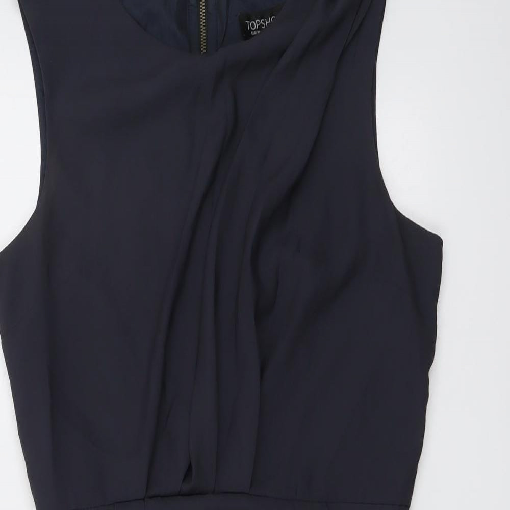 Topshop Womens Grey Polyester Shift Size 10 Boat Neck Zip